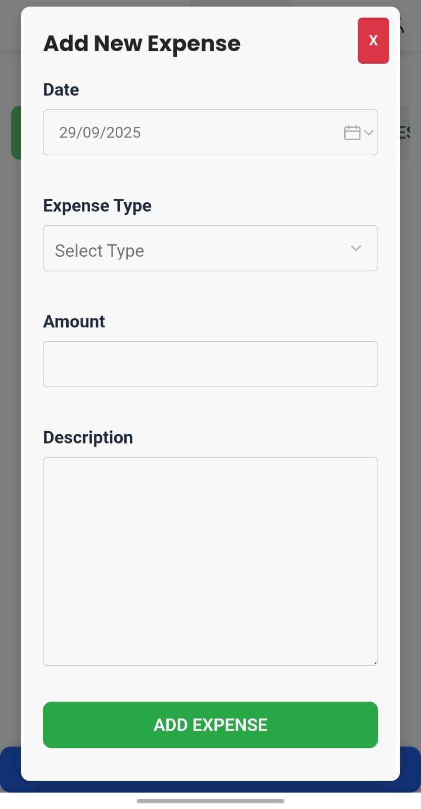 Add new expense form