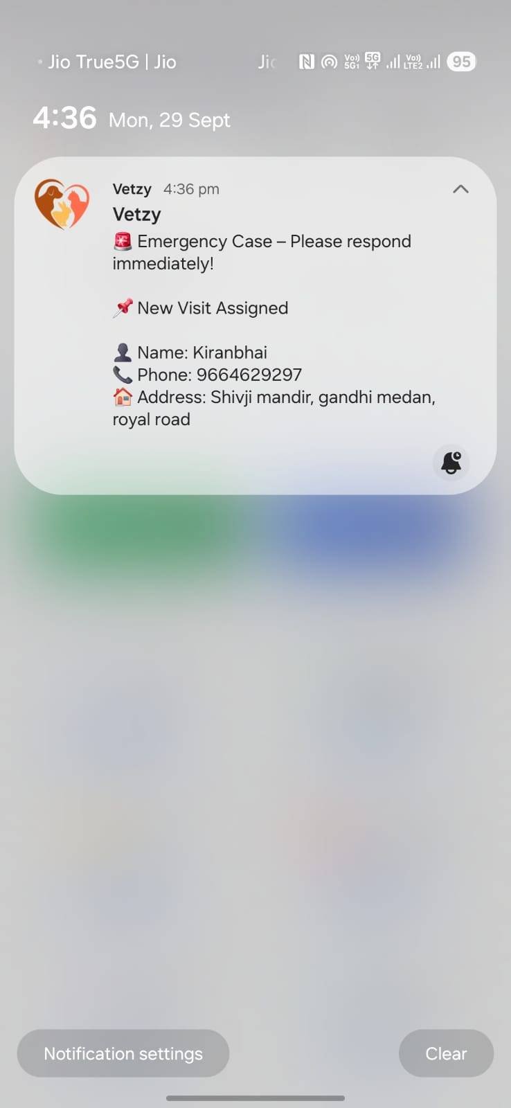 Notification on assign visit